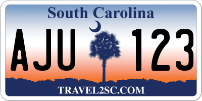 SC license plate AJU123