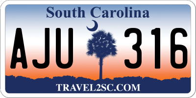 SC license plate AJU316