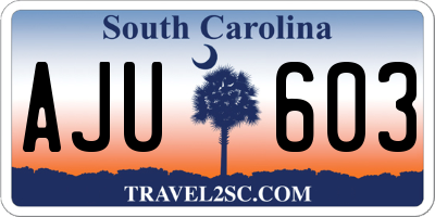 SC license plate AJU603