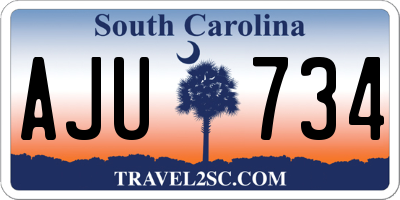 SC license plate AJU734