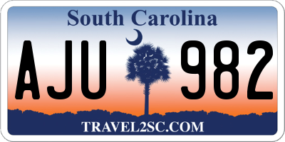SC license plate AJU982