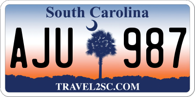 SC license plate AJU987