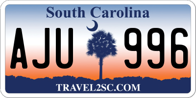 SC license plate AJU996