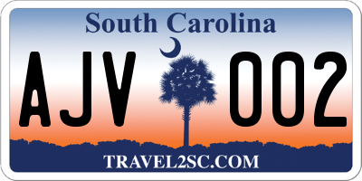 SC license plate AJV002