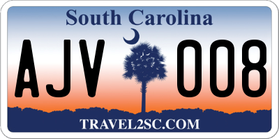 SC license plate AJV008