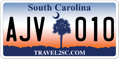 SC license plate AJV010
