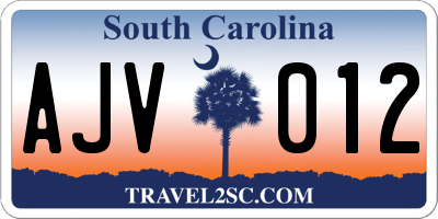SC license plate AJV012
