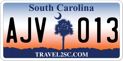 SC license plate AJV013
