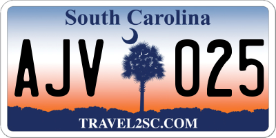 SC license plate AJV025