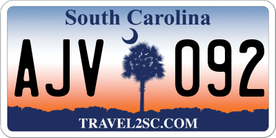SC license plate AJV092