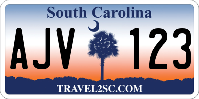 SC license plate AJV123