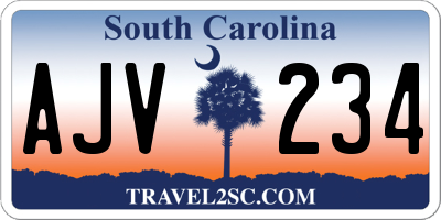 SC license plate AJV234