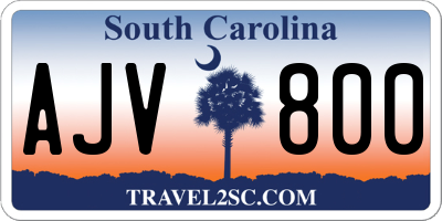 SC license plate AJV800