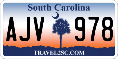 SC license plate AJV978