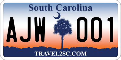 SC license plate AJW001