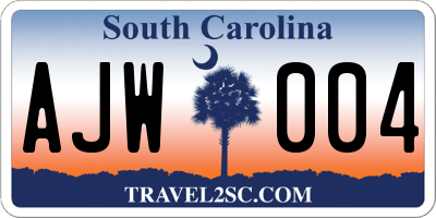 SC license plate AJW004