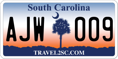 SC license plate AJW009