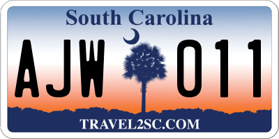 SC license plate AJW011
