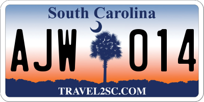 SC license plate AJW014