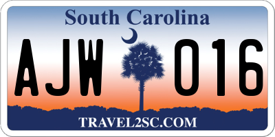 SC license plate AJW016