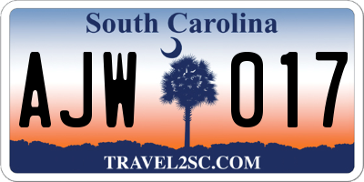 SC license plate AJW017