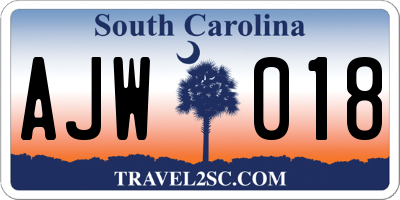SC license plate AJW018