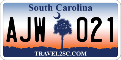 SC license plate AJW021