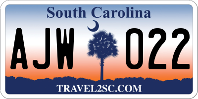 SC license plate AJW022