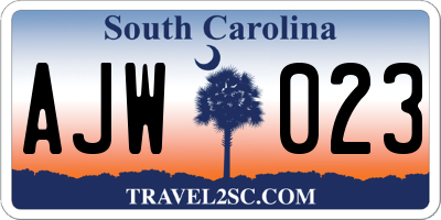 SC license plate AJW023