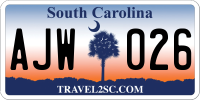 SC license plate AJW026