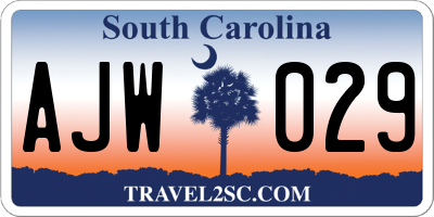 SC license plate AJW029