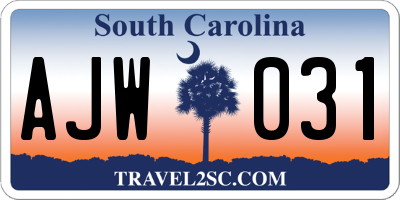 SC license plate AJW031
