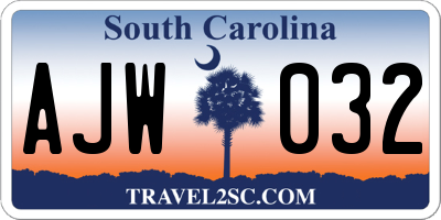 SC license plate AJW032
