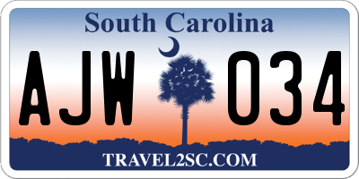 SC license plate AJW034