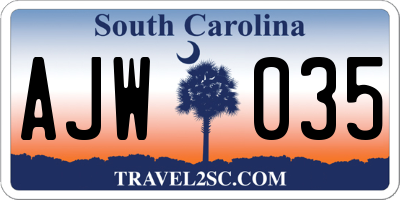 SC license plate AJW035