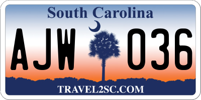 SC license plate AJW036