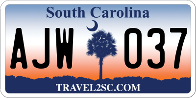 SC license plate AJW037