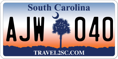 SC license plate AJW040