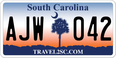 SC license plate AJW042