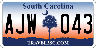 SC license plate AJW043