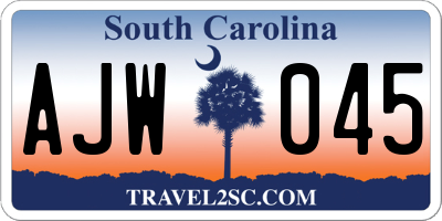 SC license plate AJW045