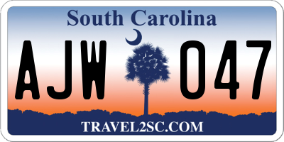 SC license plate AJW047