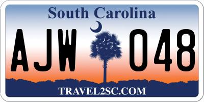 SC license plate AJW048