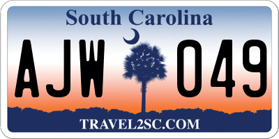 SC license plate AJW049