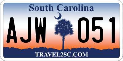 SC license plate AJW051