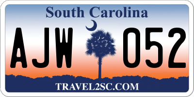 SC license plate AJW052