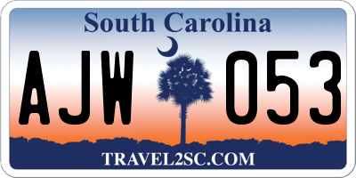 SC license plate AJW053