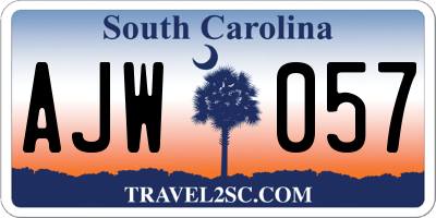 SC license plate AJW057