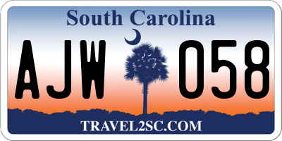 SC license plate AJW058