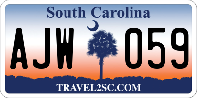 SC license plate AJW059